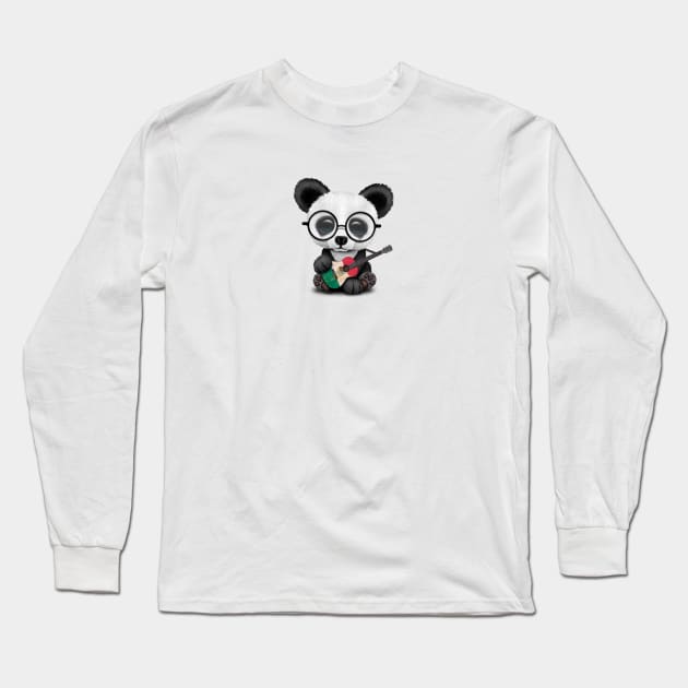 Baby Panda Playing Mexican Flag Guitar Long Sleeve T-Shirt by jeffbartels